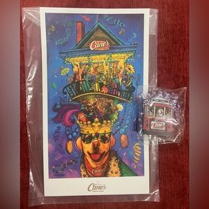 2024 RAISING CANE'S CHICKEN FINGERS TERRANCE OSBORNE MARDI GRAS POSTER necklace